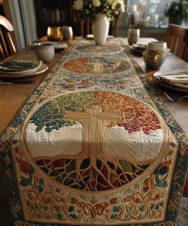 Cross Of Redemption And Peace Quilted Table Runner