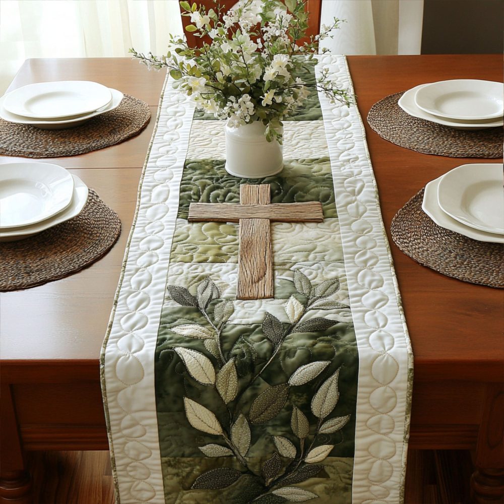 Cross Of Serene Blessings Quilted Table Runner