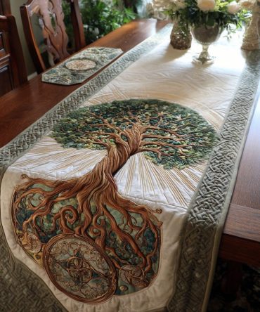 Cross Of Victory And Strength Quilted Table Runner
