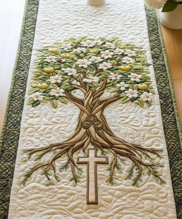 Cross Of The Divine Path Quilted Table Runner