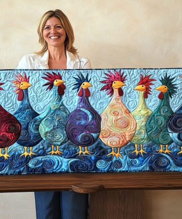 Crowing Crew Quilted Table Runner