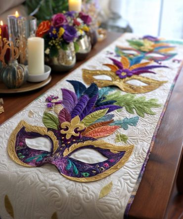 Crowned In Feathers Quilted Table Runner