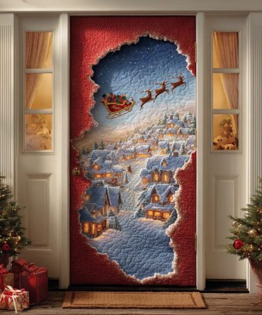 Crystal Holiday Glow Quilted Door Cover
