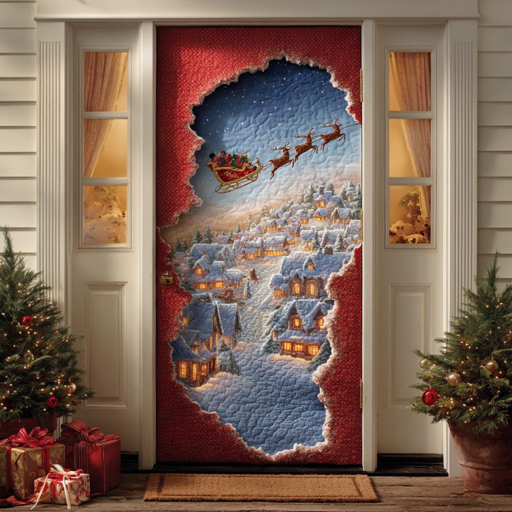 Crystal Holiday Glow Quilted Door Cover