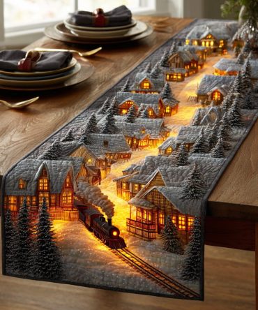 Crystal Snowfield Quilted Table Runner