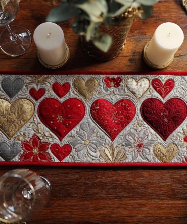 Cupid Charm Quilted Table Runner