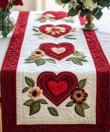 Cupid Whispers Quilted Table Runner