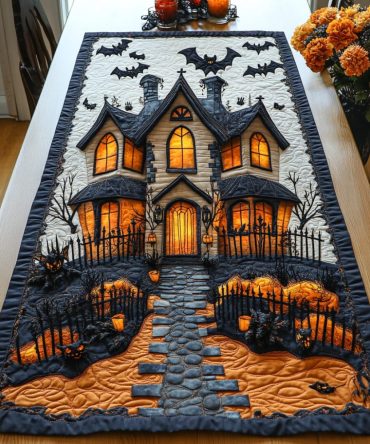 Cursed Gables Quilted Table Runner