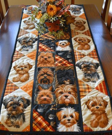 Cute Terrier Friends Quilted Table Runner