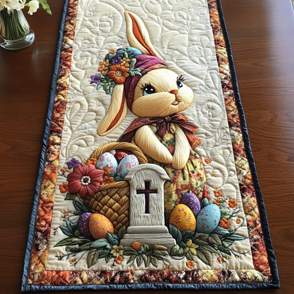 Cute Bunny Tribute Quilted Table Runner