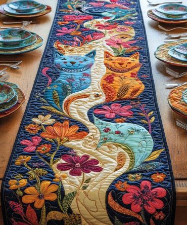 Cute Cat Quilted Table Runner