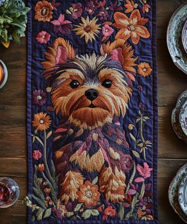 Cute Terrier Quilted Table Runner
