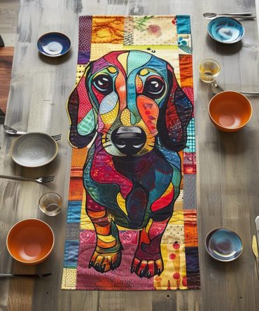 Dachie Patchwork Quilted Table Runner