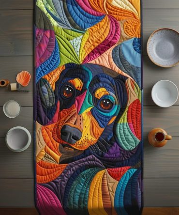Dachshund Pop Art Quilted Table Runner