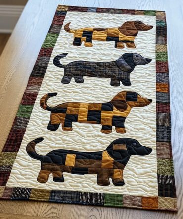 Dachshund Joy Quilted Table Runner