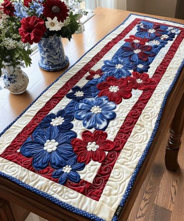 Daisies For Independence Quilted Table Runner