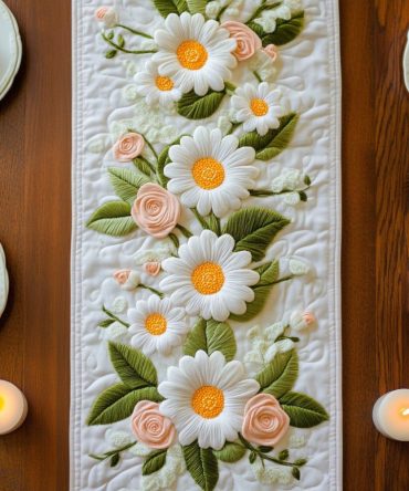 Daisy Charm Quilted Table Runner