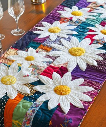 Daisy Charm Quilted Table Runner