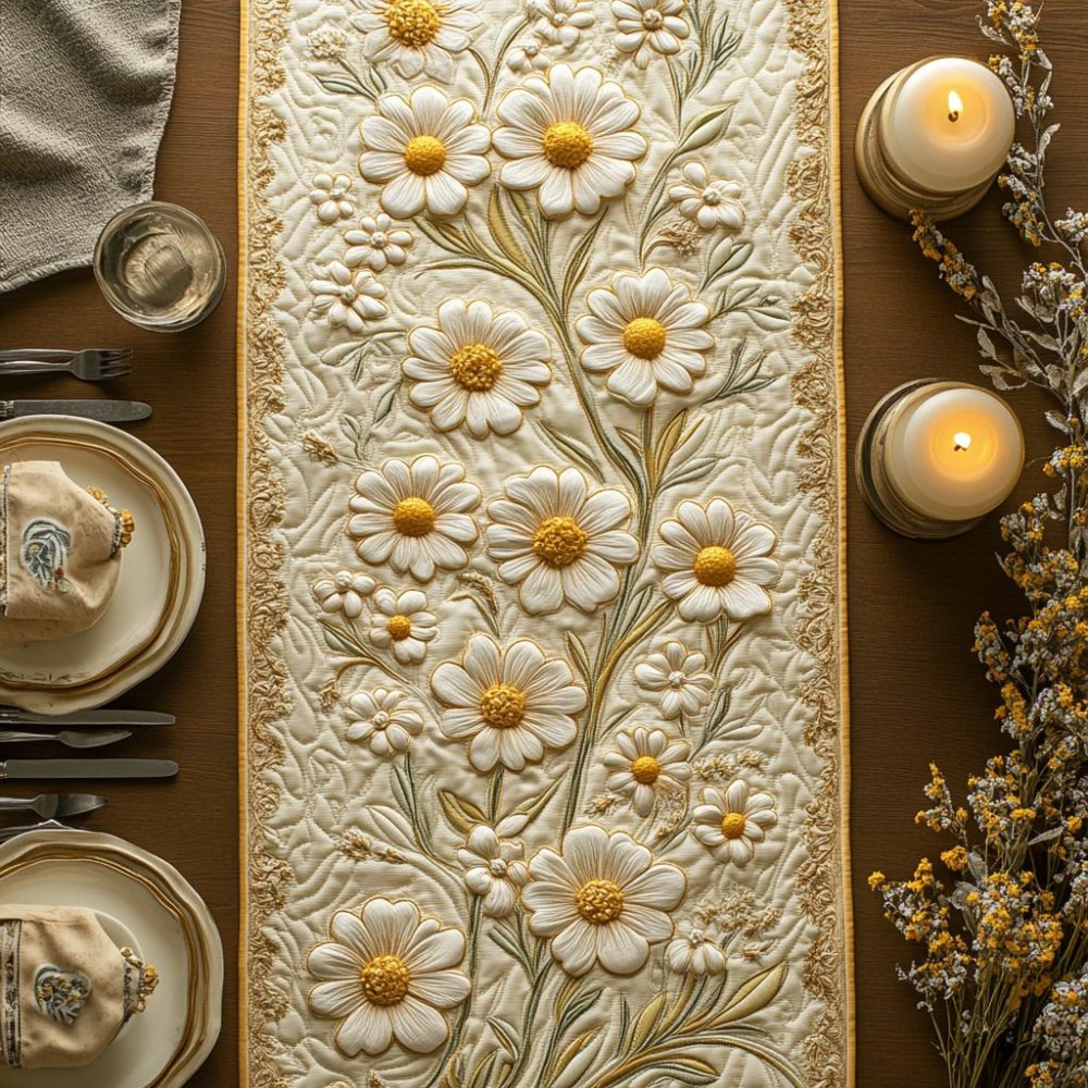 Daisy Delight Quilted Table Runner
