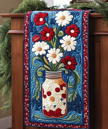 Daisy Dreams Of Freedom Quilted Table Runner