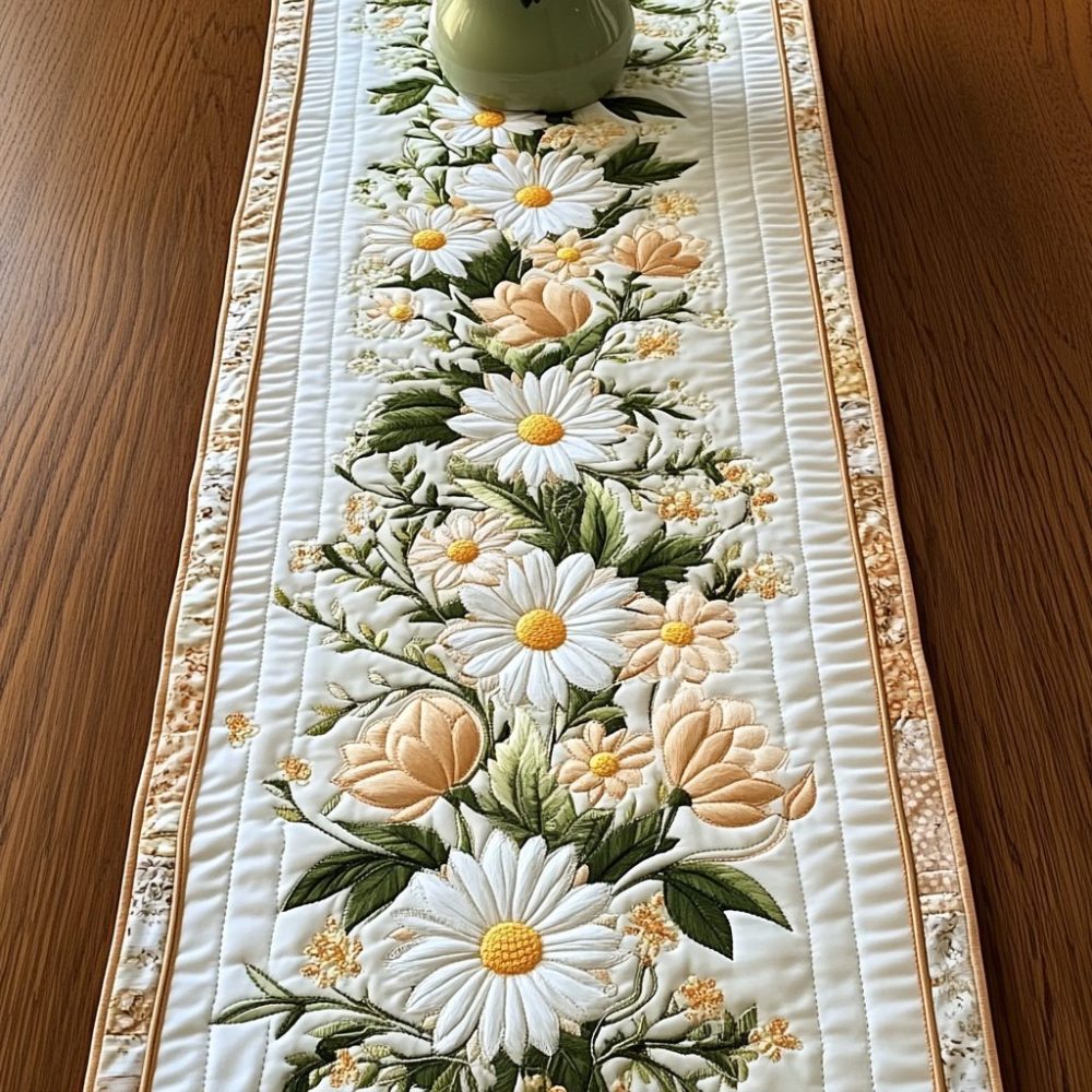Daisy Glow Quilted Table Runner
