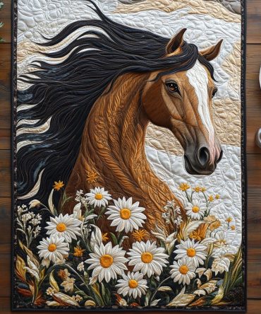 Daisy Horse Quilted Table Runner