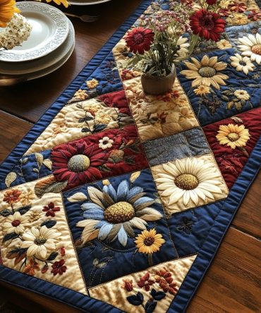 Daisy Petal Parade Quilted Table Runner