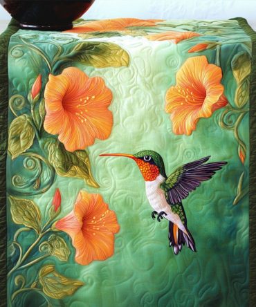Dancing Hummingbirds Quilted Table Runner
