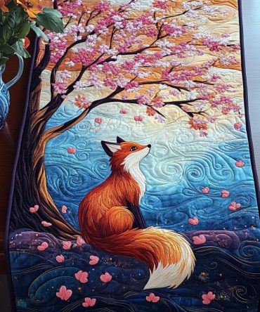 Dancing Kitsune Quilted Table Runner