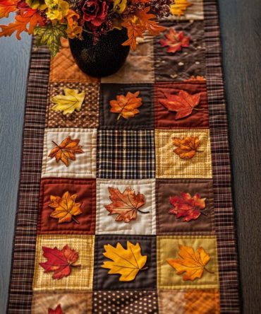 Dancing Maple Leaves Quilted Table Runner