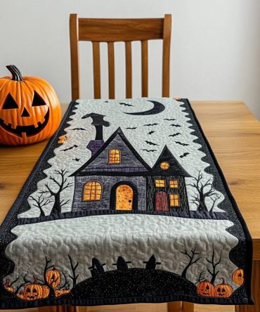 Dark House Quilted Table Runner