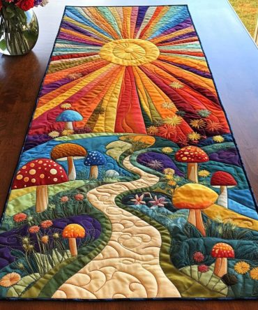 Dawn Fungi Path Quilted Table Runner