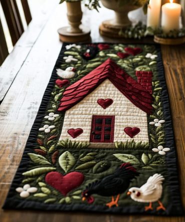 Dawn Rooster Quilted Table Runner