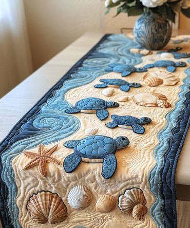 Deep Blue Spirit Quilted Table Runner