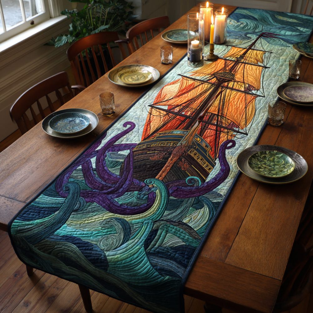 Deep Sea Charm Quilted Table Runner