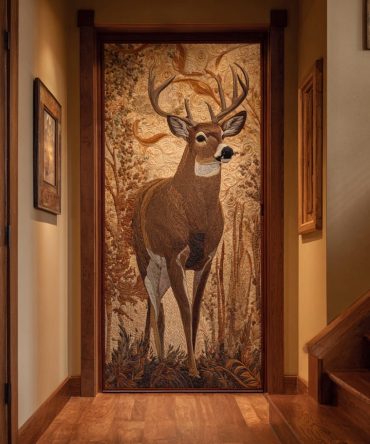 Deer Journey Quilted Door Cover