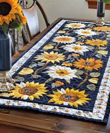Delightful Sunflowers Quilted Table Runner