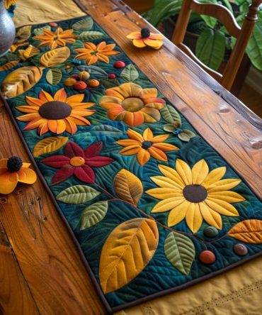 Delightful Sunflowers Quilted Table Runner