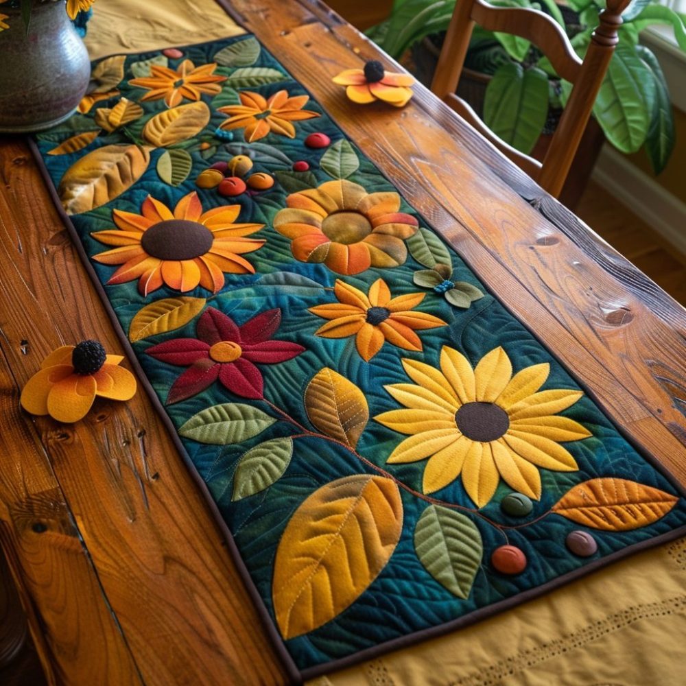 Delightful Sunflowers Quilted Table Runner