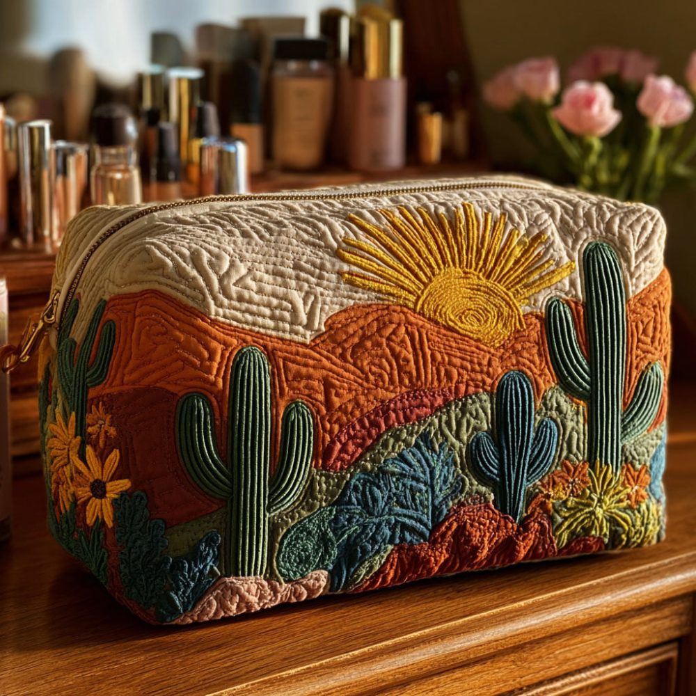 Desert Flora Quilted Makeup Bag