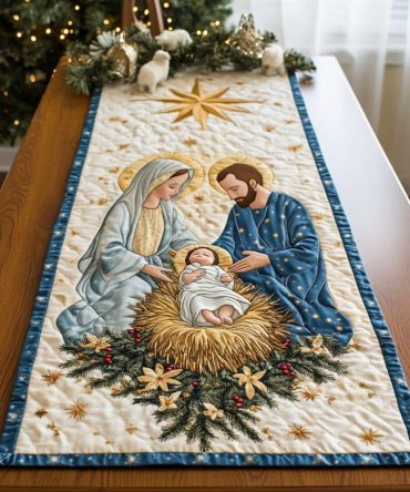 Divine Manger Glow Quilted Table Runner