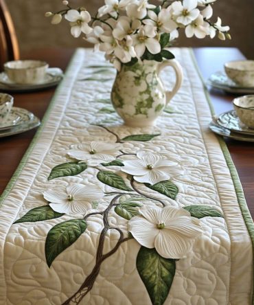 Dogwood Bloom Quilted Table Runner