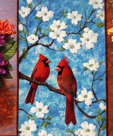 Dogwood Delight Quilted Table Runner