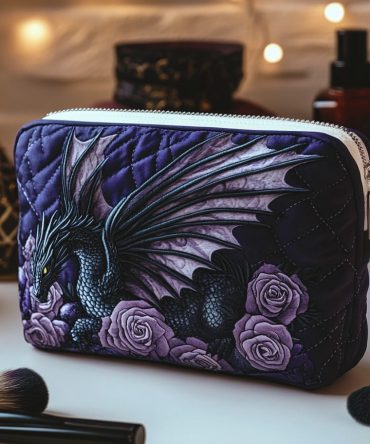 Dragon Blossom Quilted Makeup Bag