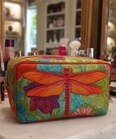 Dragonfly Bloom Quilted Makeup Bag