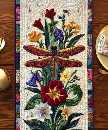 Dragonfly Charm Quilted Table Runner