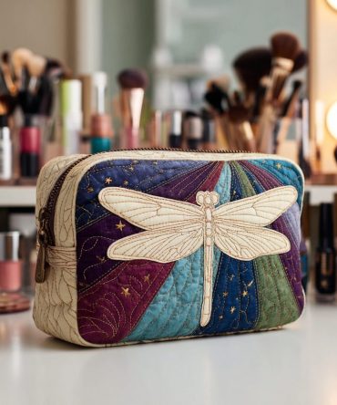 Dragonfly Garden Quilted Makeup Bag