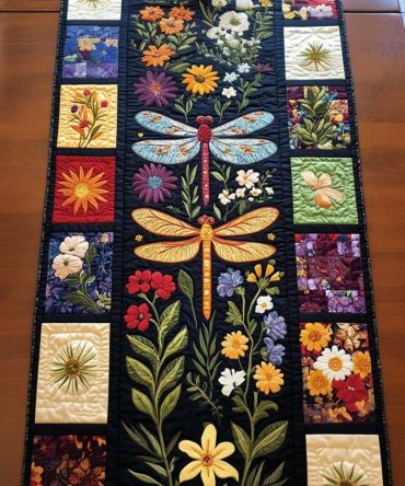 Dragonfly Glow Quilted Table Runner