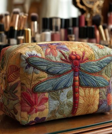 Dragonfly Grace Quilted Makeup Bag