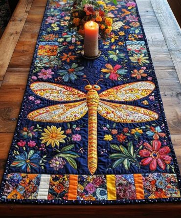 Dragonfly Grace Quilted Table Runner